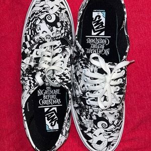 New,  Limited Edition Vans: The Nightmare Before Christmas black & white shoes.